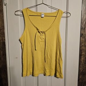 Old Navy Yellow Ribbed Lace-Up Tank